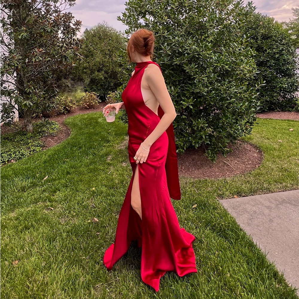 REVOLVE Red Halter Maxi Dress